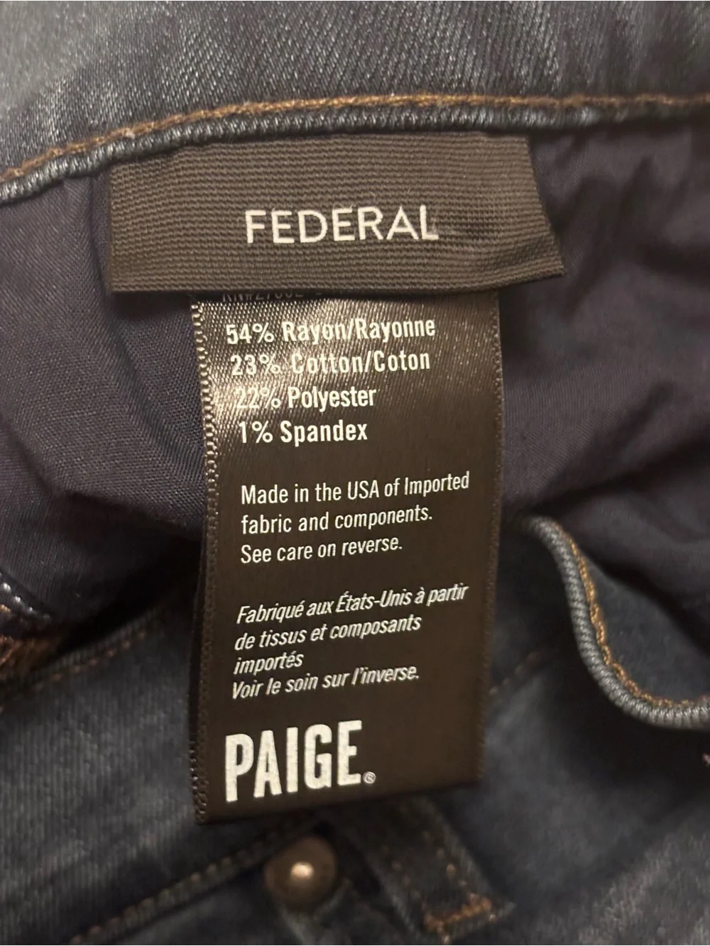 Paige Federal Men’s Jeans Size 36 Dark Wash Straight Leg Premium Denim